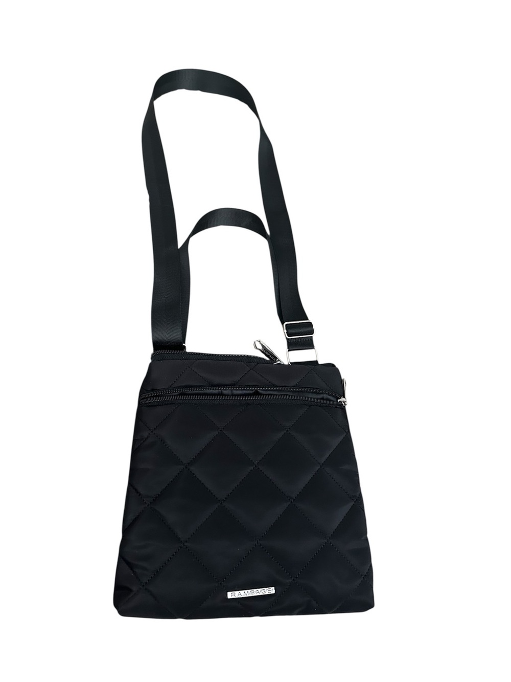 Rampage Quilted Black Crossbody Bag with Adjustable Strap NEW